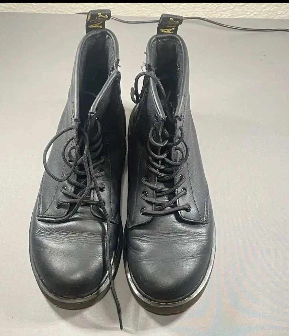 Dr. Martens 1460 J Combat Boots Black Leather with Side Zipper